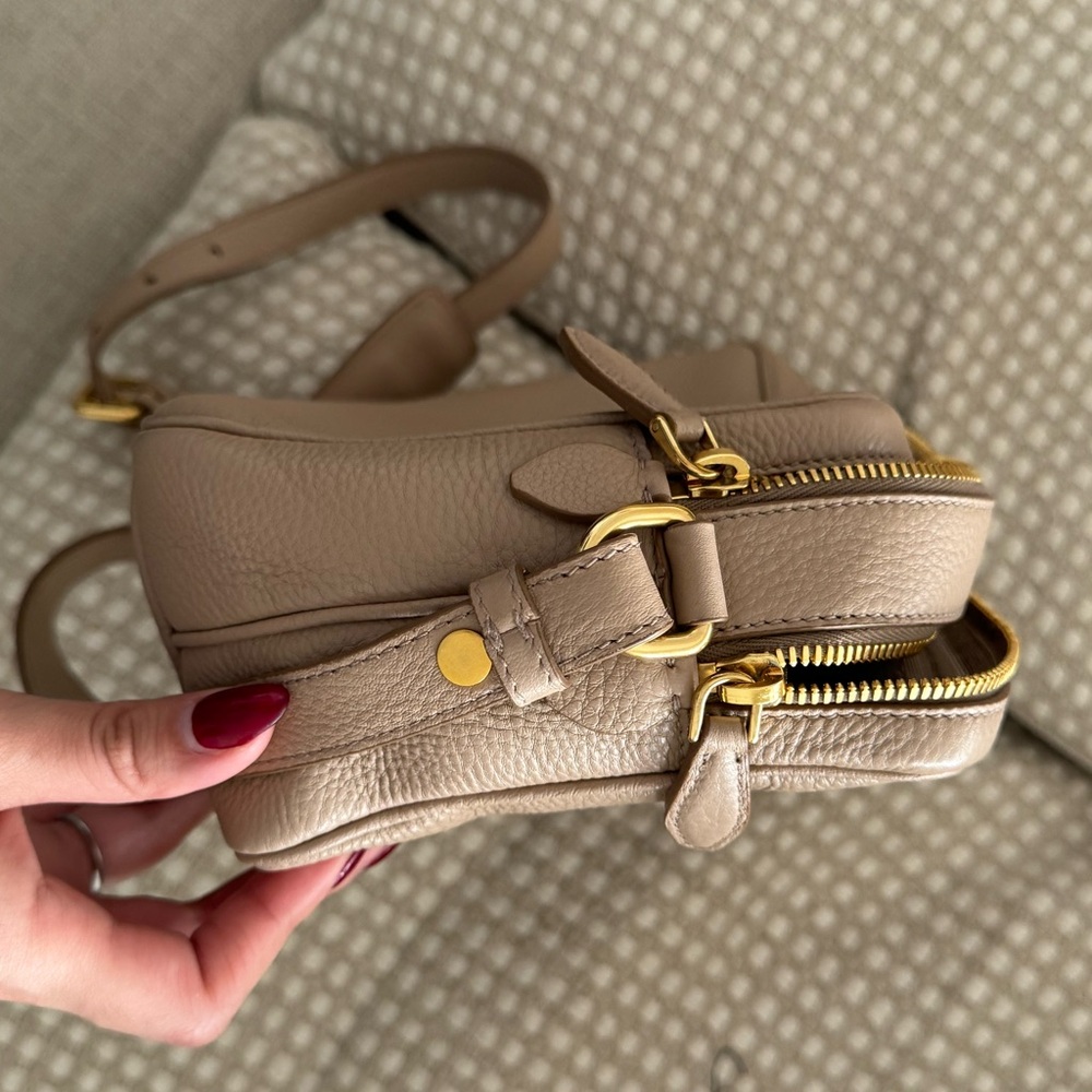 Prada Beige Vitello Phenix Leather Double Zip Crossbody Bag - Picture 5 of 10